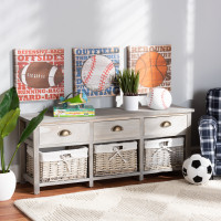 Baxton Studio FZC200361-Light Grey-Bench Baxton Studio Mabyn Modern and Contemporary Light Grey Finished Wood 3-Drawer Storage Bench with Baskets3